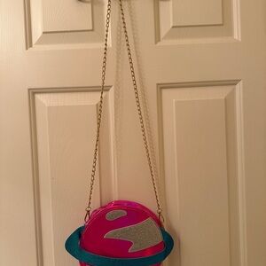 Pink and Teal Planet-Shaped Women's Bag